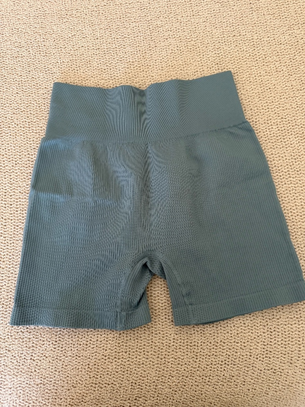 Light Blue Ribbed Biker Shorts
